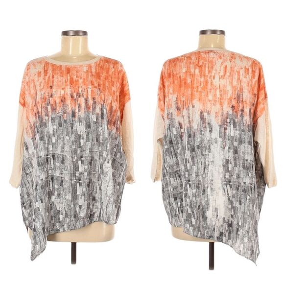 ZOZO Linen Blend Asymmetrical Hem Lagenlook Tunic Blouse M - Picture 1 of 7